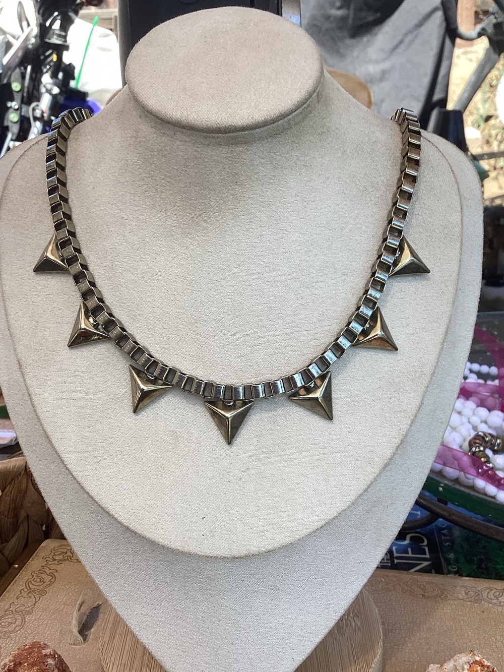 Gold Spike Statement Necklace